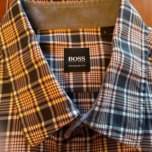 Hugo Boss - Long sleeve shirt - Navy, white, and maroon - Size L - Picture 1 of 5